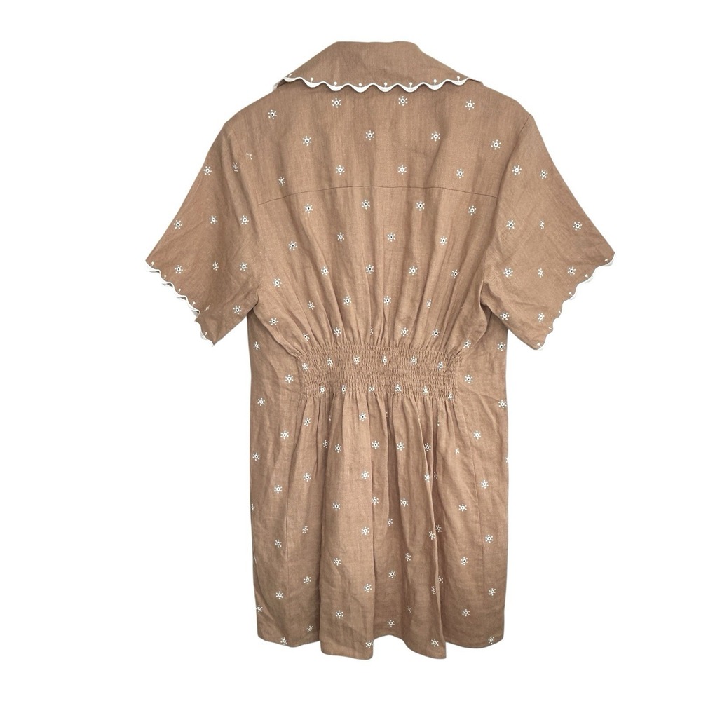Magali Pascal Palmiere Linen Shirt Dress S Boho Resort Embroidered Tropical Mini - Picture 2 of 11